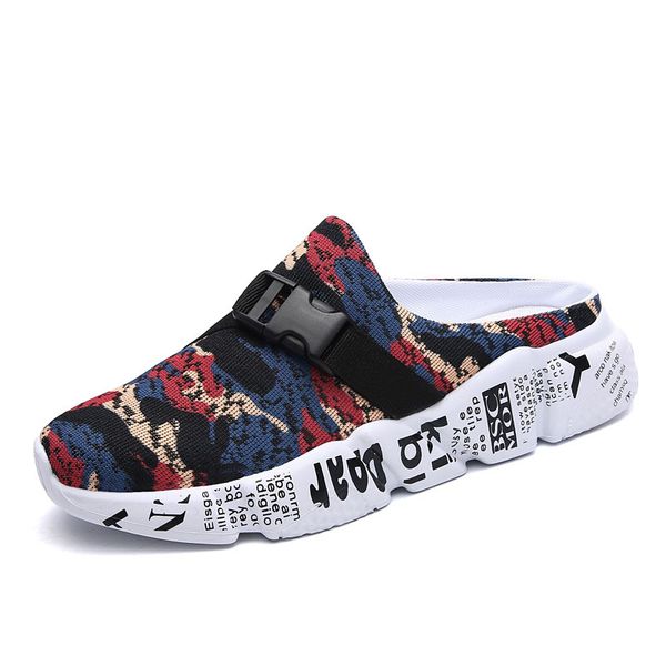 

slippers men lightweight soft slippers man beach sandals summer men's camouflage design outdoor slippers elastic casual shoes, Black