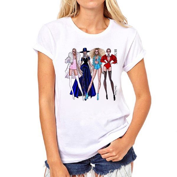 

women's t-shirt fashion clothing brief short sleeve printed girl's white color loose and harajuku t shirts