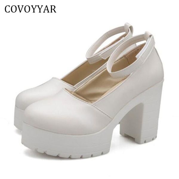 

fashion platform shoes women work shoes medium high heels 2019 thick heel ankle warp women pumps spring black/white whh524