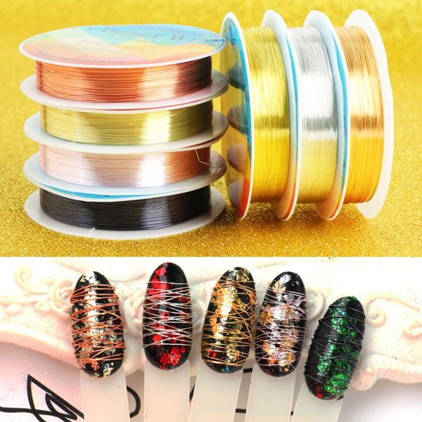 

1roll nail striping tape line rose gold silver metal wire line manicure strass rhinestone nail art decoration accessories nt1583, Silver;gold