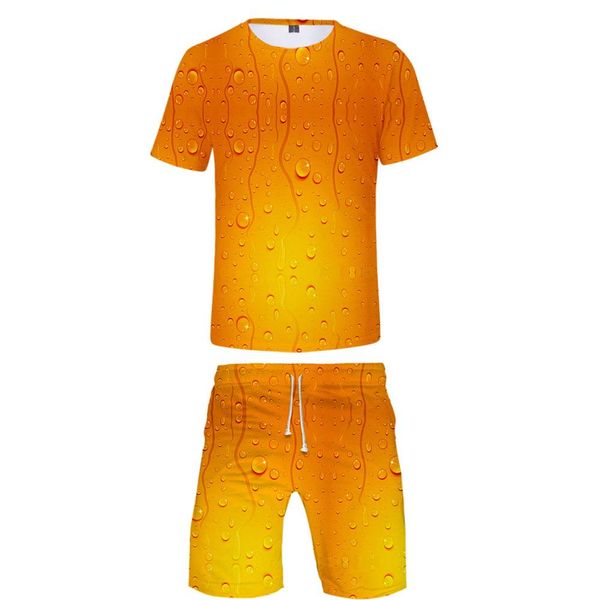 

beer bubble drinks 3d printed two piece set trendy summer t-shirts+casual shorts 2019 trendy streetwear clothes, Gray