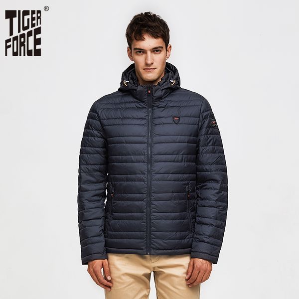 

tiger force 2019 men jacket spring fashion cotton padded coat with hoody solid color detachable hooded men's outerwear parka, Tan;black