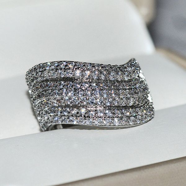 

wedding ring for women white zircon fashion bling jewelry boho female silver engagement vintage party rings, Golden;silver