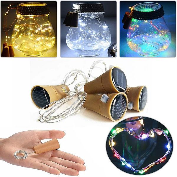 

Solar Powered Wine Bottle Cork Shape LED Copper Garland Festoon Wire String Lights Christmas Shining