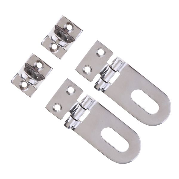 

2x safety padlock hasp door clasp lock, 316 stainless steel matine gate loop latches for furniture, cabinet, drawer, cupboard and closet