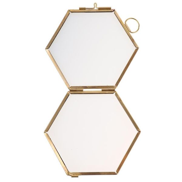 

antique hexagon metal & glass hanging floating picture p frame black/copper sturdy and durable clear glass frames