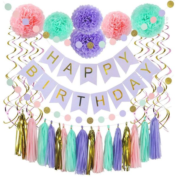 Birthday Decorations Sets Happy Birthday Banner Spiral Pendant
