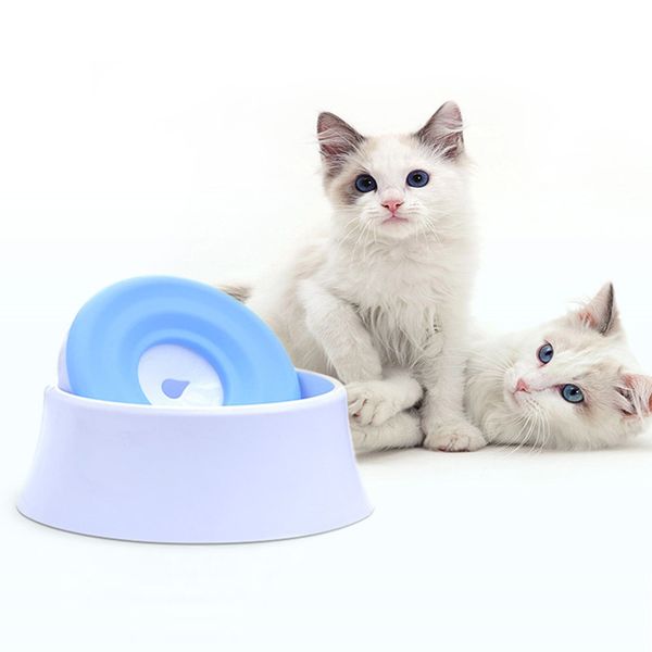 

1.2l pet dog bowls floating not wetting mouth anti-spill cat bowl non-spill drinking water feeder drinker plastic dog bowl