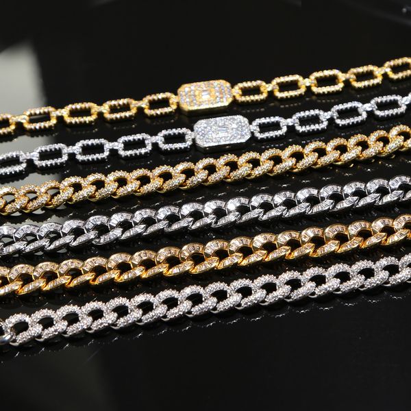 Gelado para fora hip hop bling micro pavimentar cz pulseira para mulheres jóias 17cm Miami Cuban Link Chain Hiphop