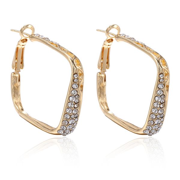 

women's crystal earrings geometric square big gold hoop earrings for women accessories jewelry oorbellen brincos aretes de mujer, Golden;silver