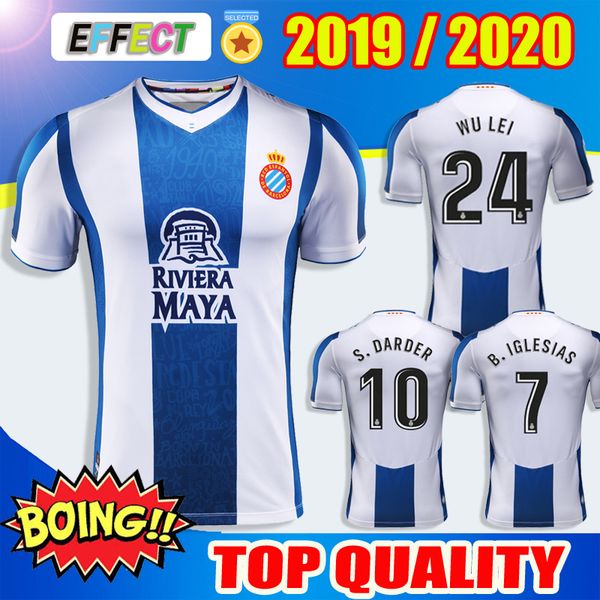 

New 19 20 rcd e panyol occer jer ey home 24 wu lei 2019 2020 cami a 7 b igle ia darder david lopez marc roca ferreyra football hirt