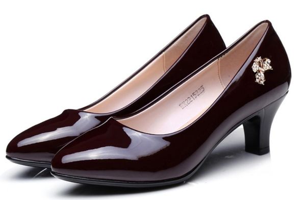 

women's shoes in spring and autumn middle coarse heel pointed end @r04, Black
