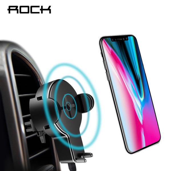 

rock qi car wireless charger holder for iphone x 8 samsung galaxy s8 s7 s6 note 8 plus fast wireless charging pad