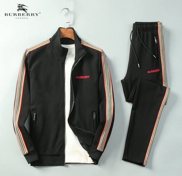 

burberri british classic brand suit mens designer jacket fashion hoodie trend wild casual pants boutique sports suit harempants, Gray