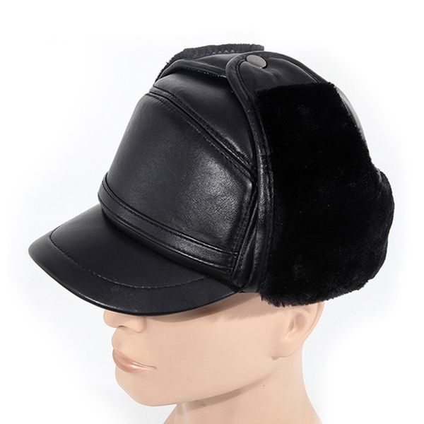

winter men hat cowhide really leather man middle old people keep warm real fur cap thickening down earmuffs cowhide hat hn01, Blue;gray