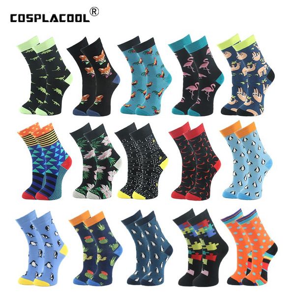 

5 pair/lot novelty monkey flamingo pattern men's funny crew socks colorful combed cotton skateboard causal dress wedding socks, Black