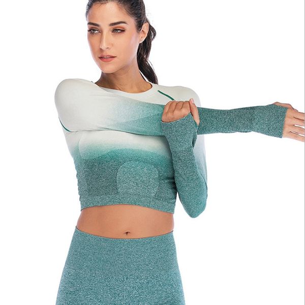 

yoga clothing gym 2019 female sport jersey woman t-shirt crop fitness sport long sleeve vest running training clothes xl, White;red