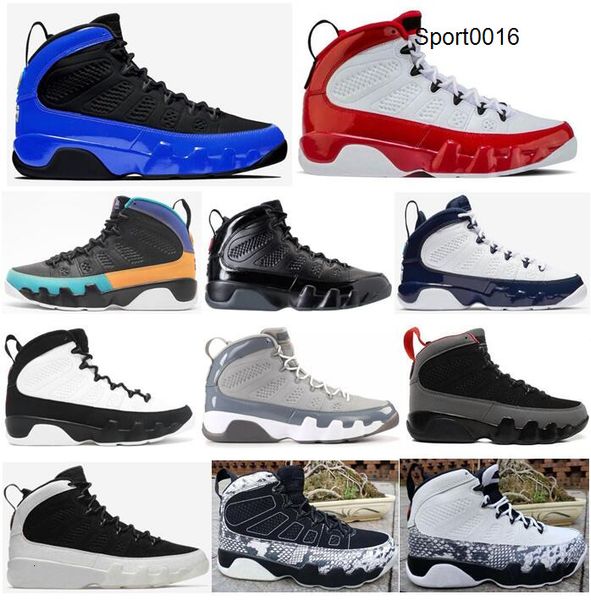

new 9 9s racer blue gym red bred unc dream it basketball shoes men grey la oreo charcoal snakeskin spirit sneakers with box, Black