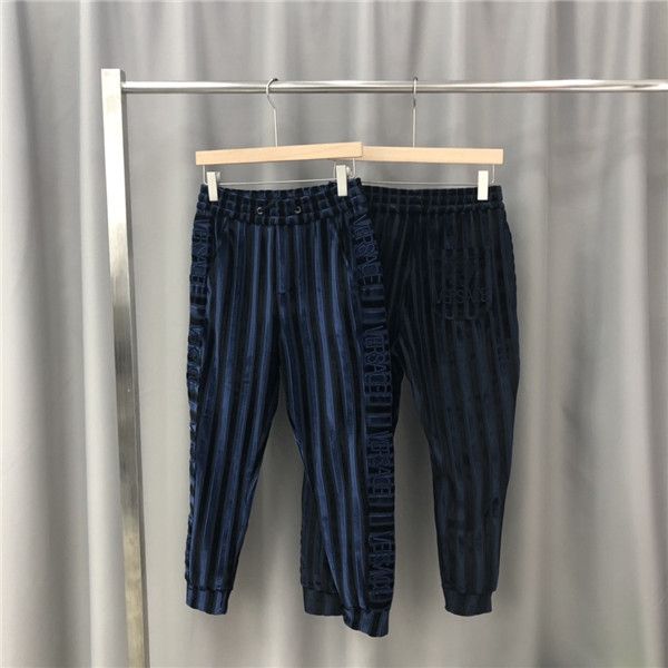 

19fw luxurious brands design vers long pants terry trousers all-match fashion lattice hip-hop high streetwear cool sports trousers, Black;green