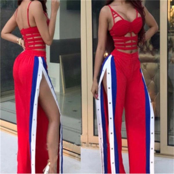 

1pc женщины palazzo wide leg высокая талия длинные сыпучие повседневный спорт работа брюки брюки классические брюки широкие ноги сплит decor, Black;white