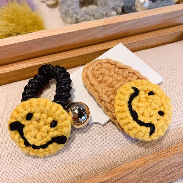 

korea hand-knitted wool hair rope girl meatball head rope cartoon rough rubber band women fashion hair accessories, Slivery;white