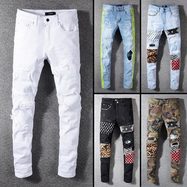 

2020 мужские джинсы известный бренд дизайнер джинсы мужская мода уличная одежда мужские байкерские джинсы мужские брюки, Blue