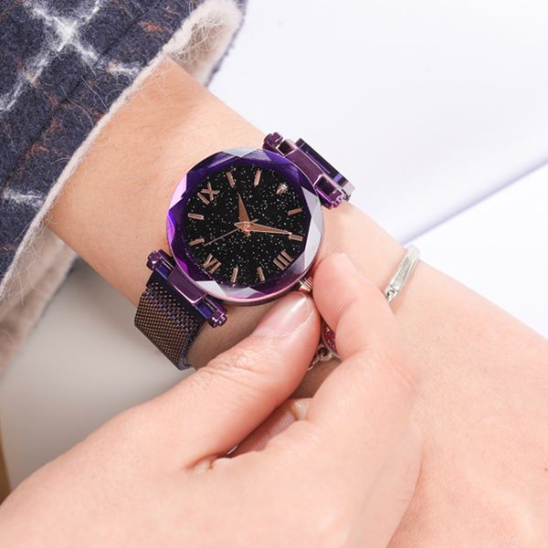 

мода женские часы женские наручные часы класса люкс розовое золото фиолетовый магнит застежка регулировка ремешка красивая элегантный женски, Slivery;brown