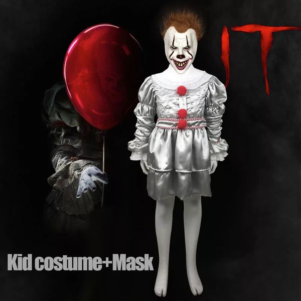 

kids joker pennywise cosplay costume mask stephen king it chapter two 2 horror clown halloween kid party costumes props, Blue