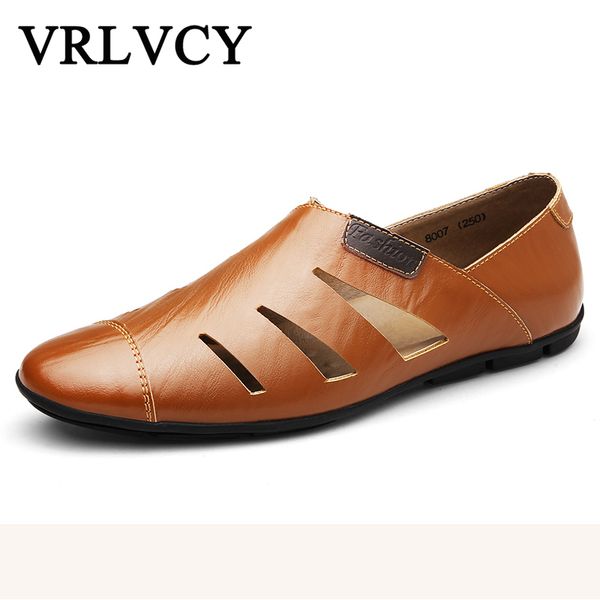 

leather breathable men's casual shoes, rubber-soled non-slip shoes 2018 spring and summer models, Black