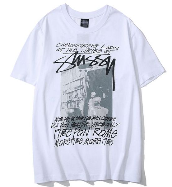 

топ бренд stussys роскошные мужские футболка легкий приталенный печать узор футболки лето повседневная классическая футболка популярные офиц, White;black