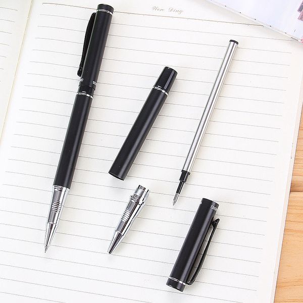

black metal pen stationery office supplies business gifts signed pen advertising gifts ballpoint pen wholesale 0.5/0.38/0.8mm, Blue;orange