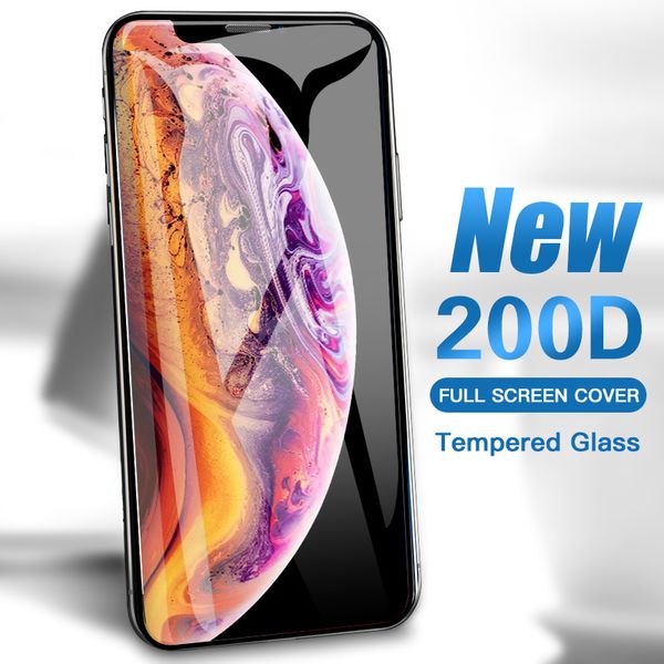 

200d full cover protective glass on the for iphone se 11 pro max x xs xr tempered screen protector iphone 8 7 plus 6 6s glass