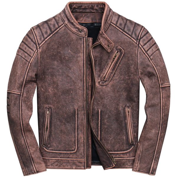 

2019 retro vintage brown motorcycle leather jacket plus size xxxl genuine cowhide spring slim fit biker's coat ing, Black