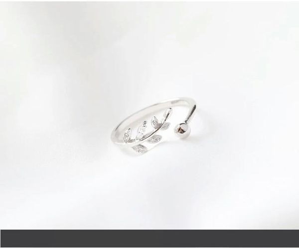 

новое поступление женщин стерлингового серебра 925 пробы лист кольцо с бриллиантом кольцо моды индекс личности клык свежий простой тонкий, Silver