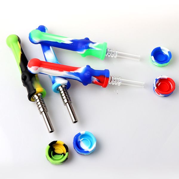 

Силиконовые наборы для сбора нектара с кварцевыми титановыми наконечниками всасывают в рот 14 мм силиконовый сборник нектара для стеклянных водяных бонгов