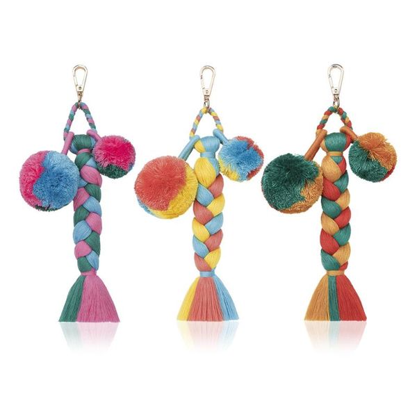 

2020 multi- color tag for rattan bag bohemia style keychain diy bag ornament for women, Black