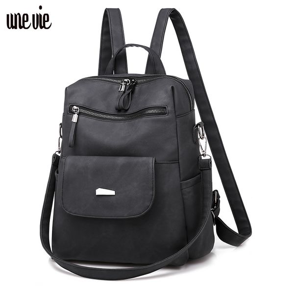 

unevie new waterproof pu backpack for women multi pocket travel backpacks female school bag for teenage girls book