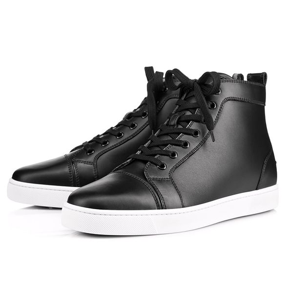 

new 2019 designer sneakers red bottom shoe studded spike for men and women shoes glitter party genuine leather casual rivet sneakers cs03, Black