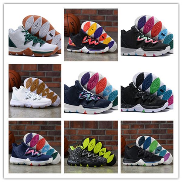 

2019 Hot Kyrie5 V Irving 5 Five All White Magic Multicolor Mens Basketball Shoes AAA Quality Chaussures Uptempo Sports Sneakers 40-46