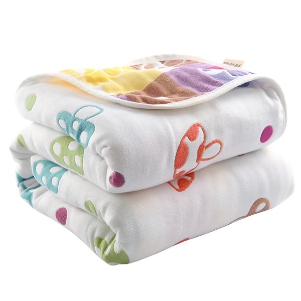 

90*100cm pure cotton baby blanket summer toddler bedding quilt 6 layer muslin swaddle for newbons gauze bath towel baby deken