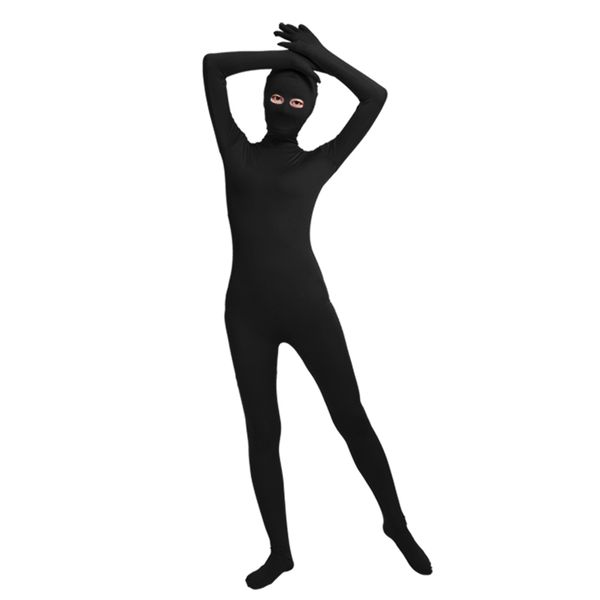 

ensnovo black zentai bodysuit lycra nylon spandex suit eyes open skin tights for women men cosplay costume for halloween party