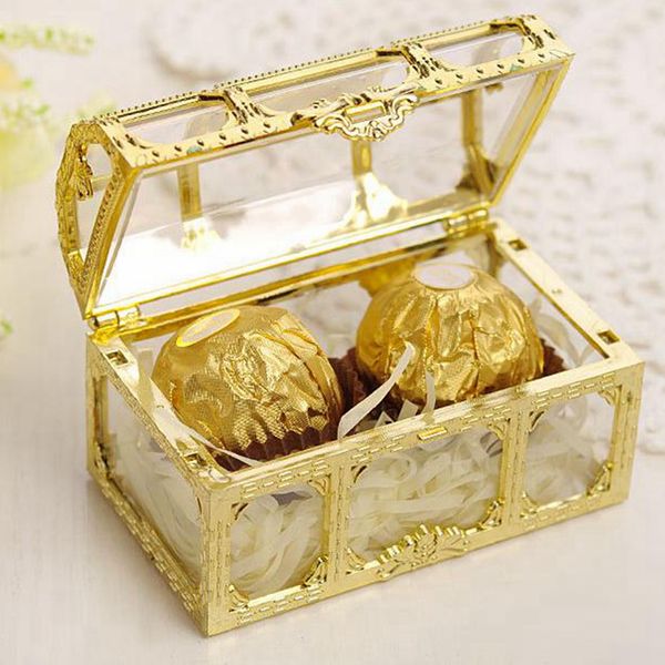 

treasure chest candy box wedding favor mini gift boxes food grade plastic transparent jewelry stoage case rra1980