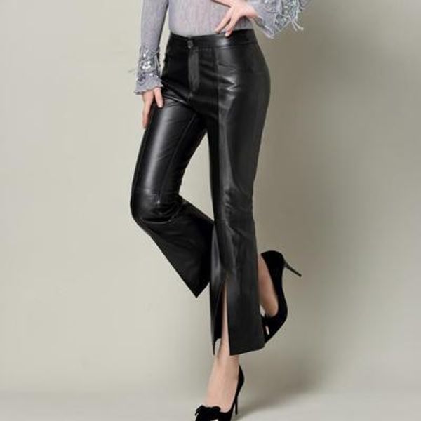 

2020 women new real genuine sheep leather pants o4, Black;white