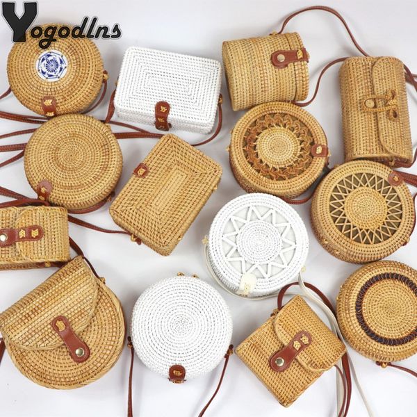 

горячего handmade круглого сумка бали круг солома женщина сумки лето ручной ротанг сумка девушка мешки посыльного ins популярный