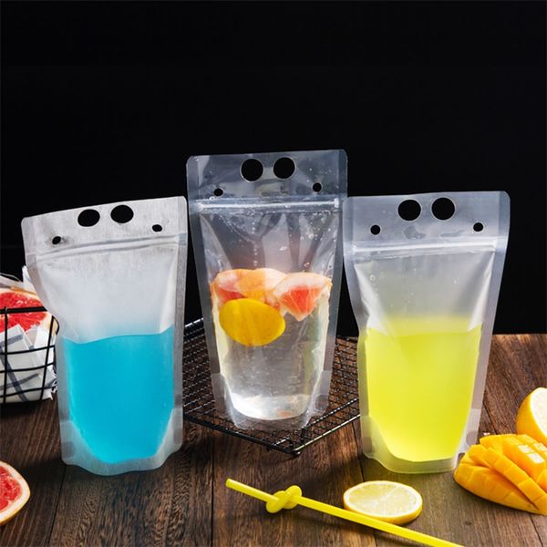 

upspirit 10pcs plastic 500ml clear drink pouches disposable transparent sealed bag for juice coffee water milk container storage