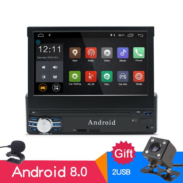 

dhl/ems 1din android 8.0 car radio stereo gps 2g quad core rds fm am universal 7" touch 1024x600 bluetooth wifi mirror link