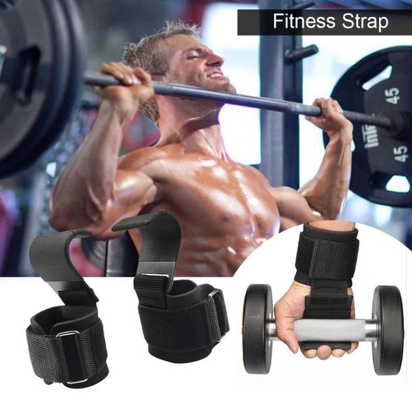 

2pcs weight lifting hook grip wrist straps glove weightlifting strength training gym fitness hook, Black
