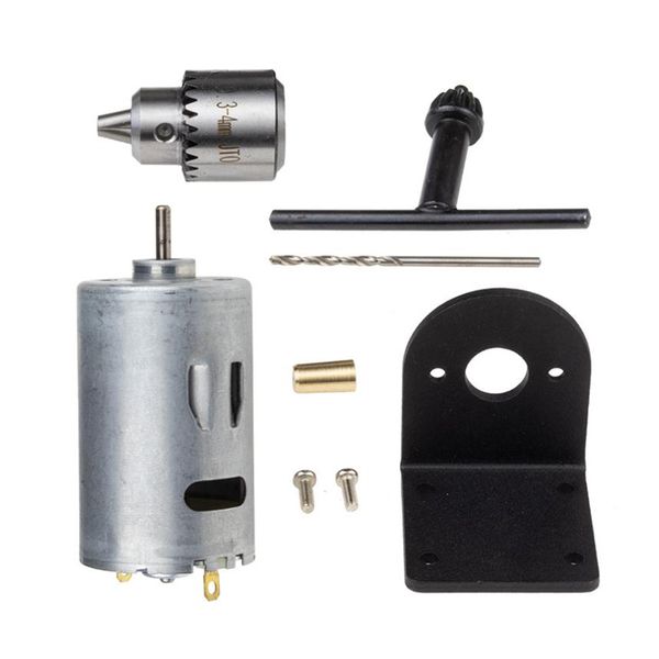 

pcb wood plastic cardboard hole saw dc 12-36v lathe press 555 motor with miniature hand drill chuck and mounting bracket dc moto