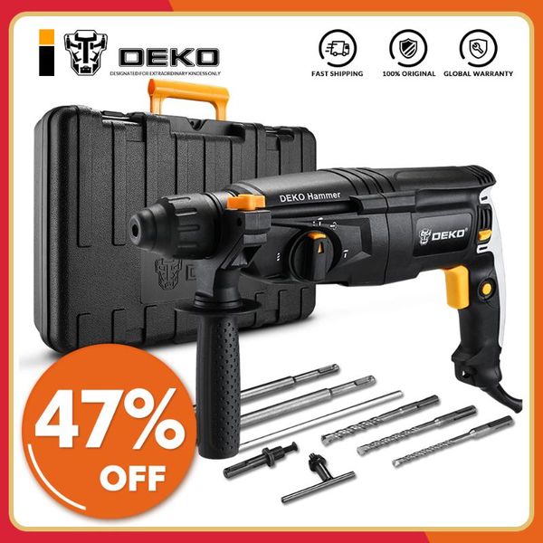 

deko gj181 26mm 220v 4 functions ac electric rotary hammer with bmc and 5pcs accessories electric impact power drill