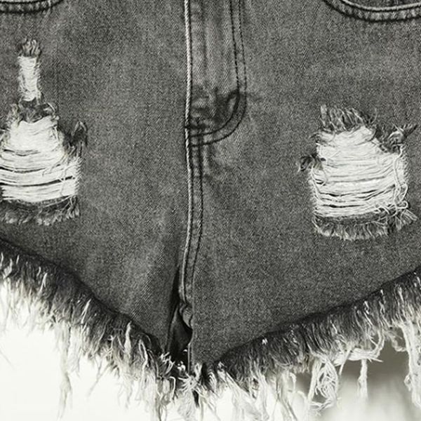 

2020 women high waist jeans causal ripped hole denim jeans shorts fraying edges short pants plus size 6xl, Blue